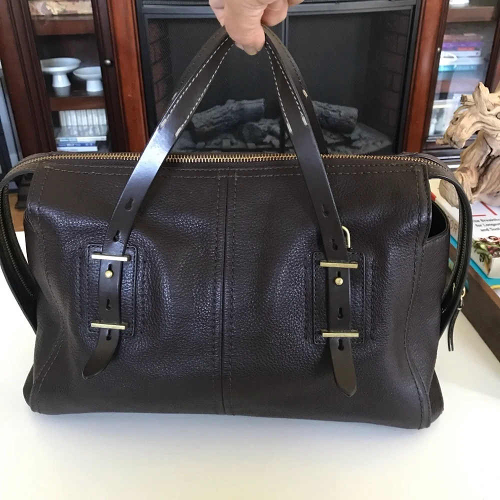 Classic Dark Chocolate Brown Leather RFID Large Satchel Quiet Luxury Preppy
